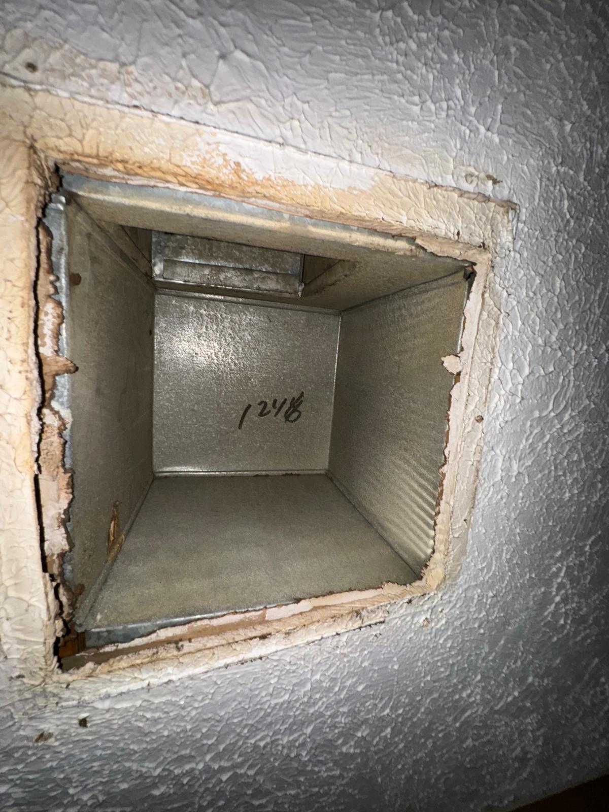 Vent opening — dust & debris buildup