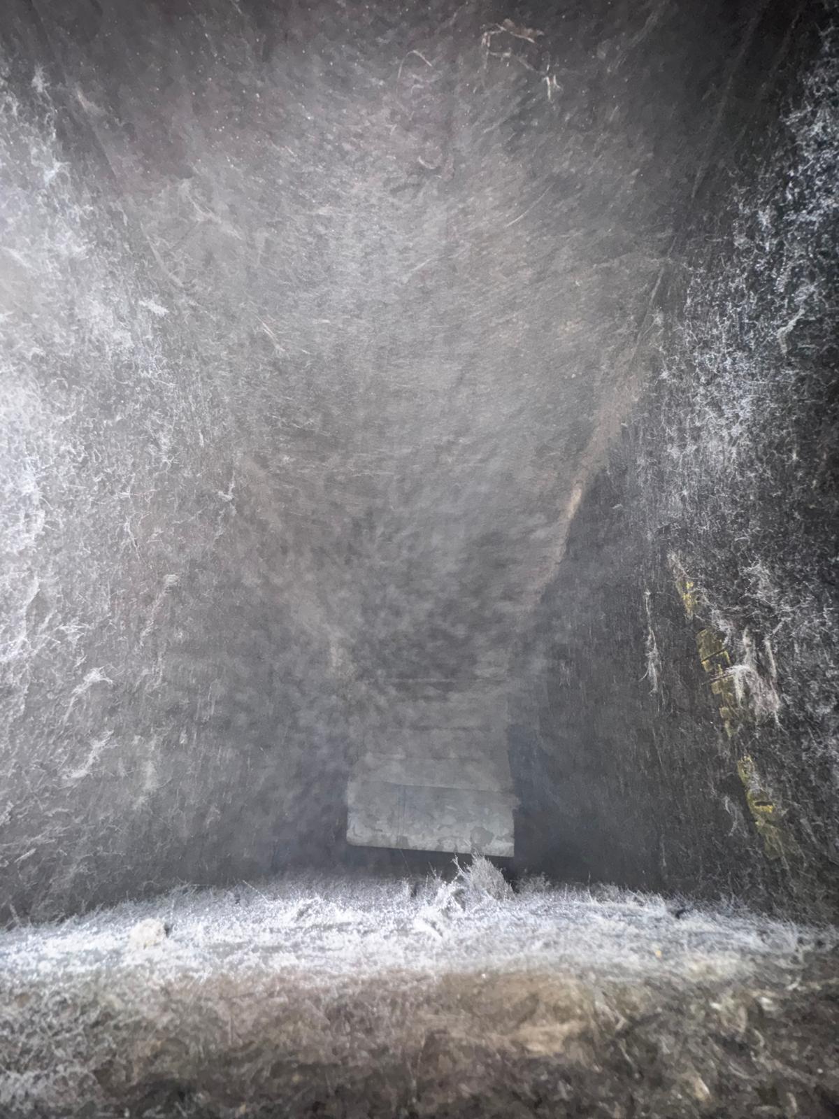 Severely contaminated duct interior
