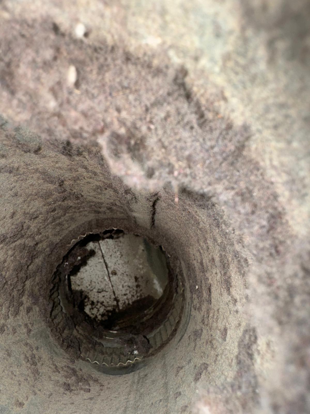 Heavy debris accumulation in main duct